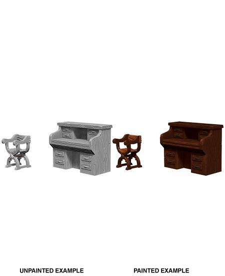 D&D WizKids Deep Cuts Unpainted Miniatures Desk & Chair