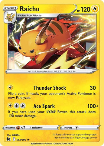 Raichu 053/196 (SWSH11: Lost Origin) 
