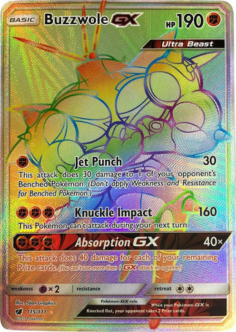 Buzzwole GX Secret 115/111 (SM - Crimson Invasion)  - Holofoil