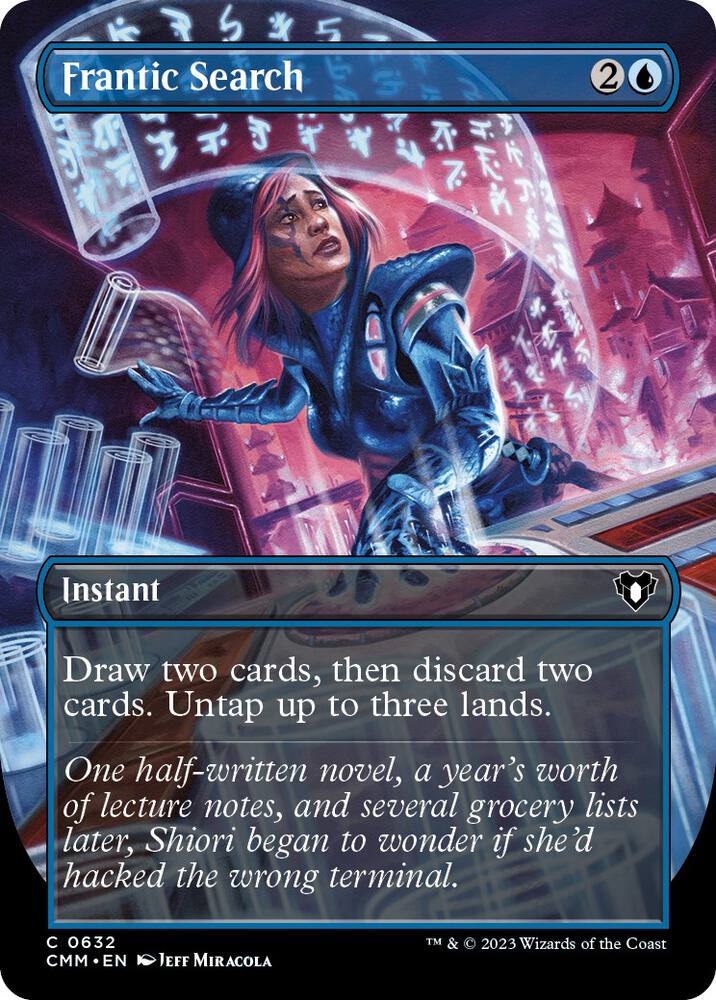 Frantic Search 632/451 (Commander Masters)  - Borderless Foil