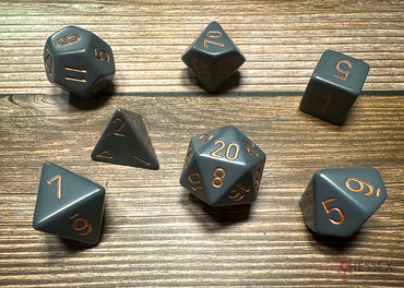 Chessex Dice Opaque Dark Grey/copper Polyhedral 7-Die Set