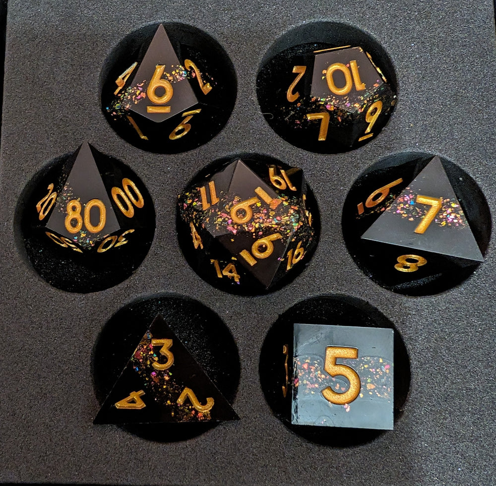 OZMTG -  Resin Dice with Confetti Strip - Black