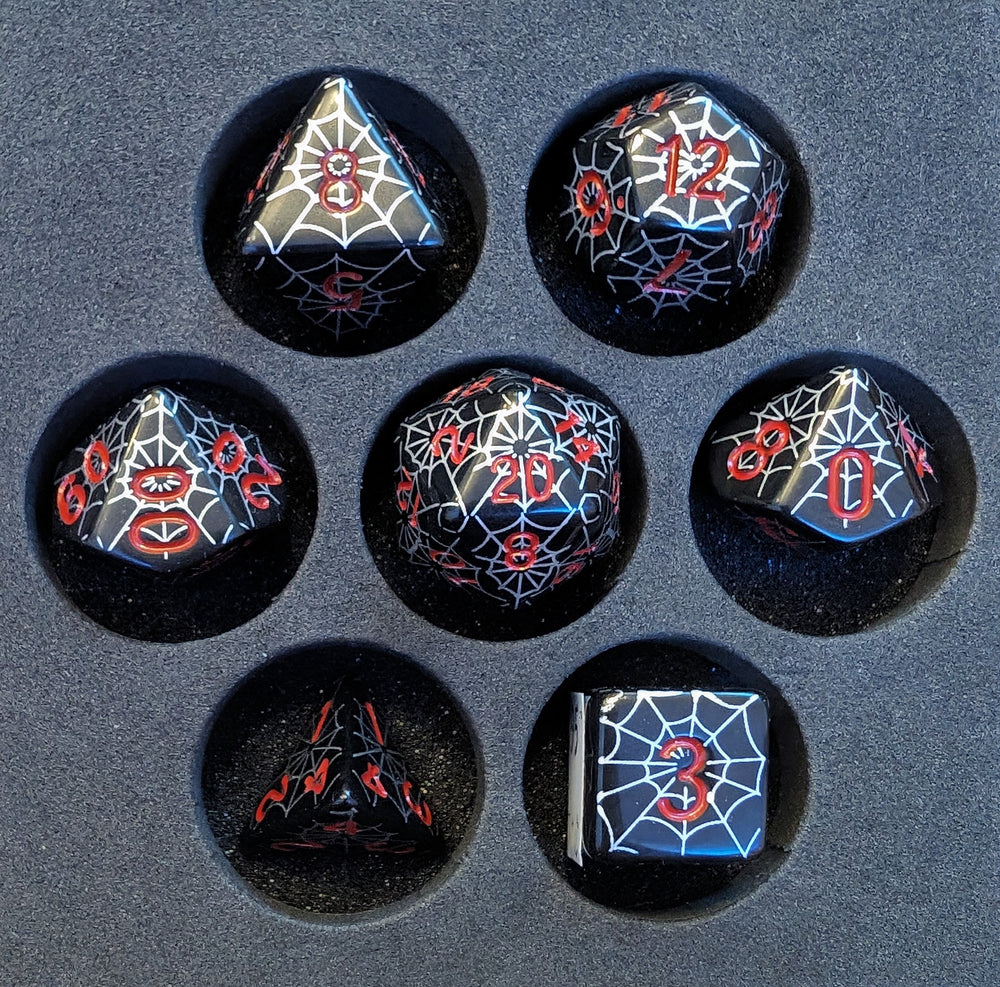 OZMTG -  Plastic Web Dice  - Silver and Red