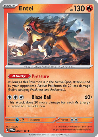 Entei 030/197 (SV03: Obsidian Flames)  - Holofoil