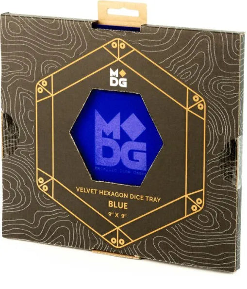 MDG Fold Up Velvet Dice Tray Hexagon: Blue