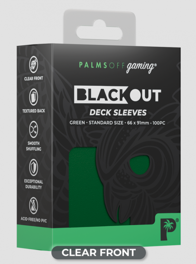 Palms Off Gaming - BLACKout Deck Sleeves - Standard - 100pc - GREEN