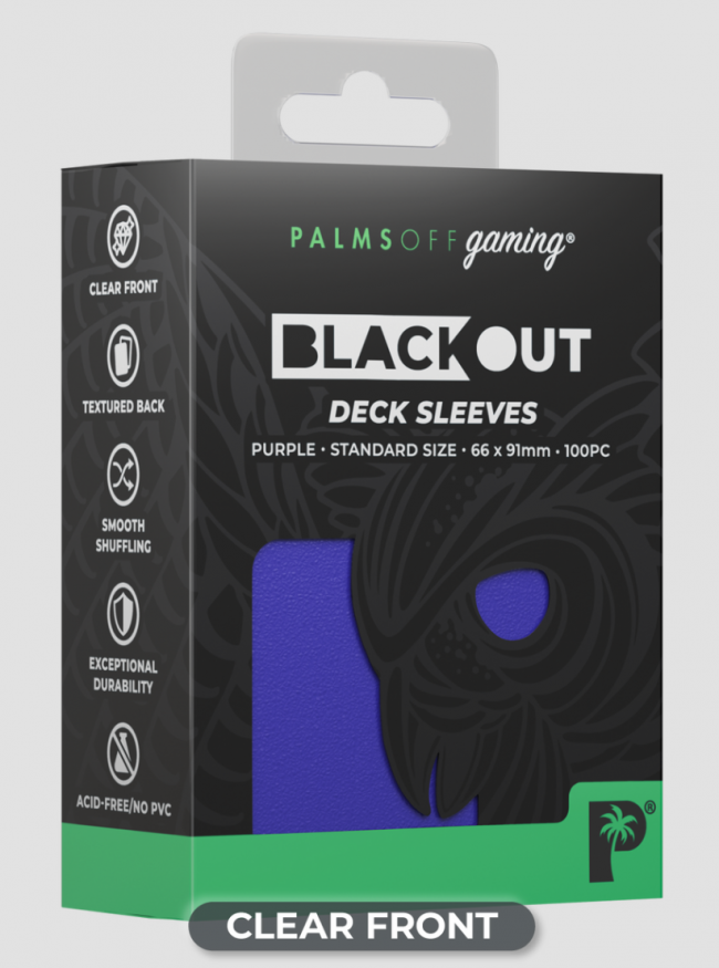 Palms Off Gaming - BLACKout Deck Sleeves - Standard - 100pc - PURPLE