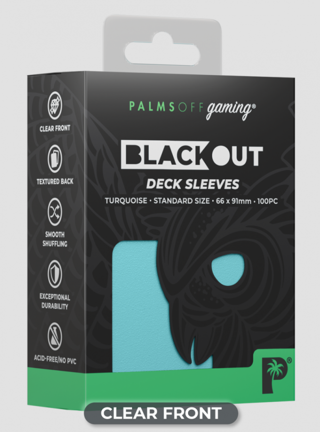 Palms Off Gaming - BLACKout Deck Sleeves - Standard - 100pc - TURQUOISE