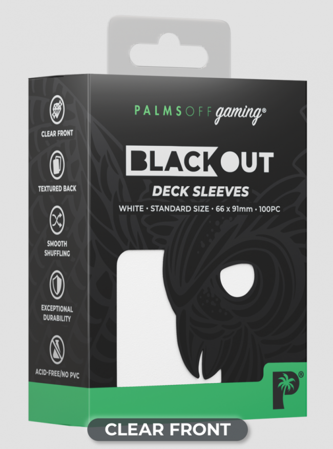 Palms Off Gaming - BLACKout Deck Sleeves - Standard - 100pc - WHITE
