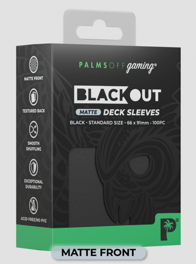 Palms Off Gaming - BLACKout Deck Sleeves - Standard - 100pc - BLACK - Matte