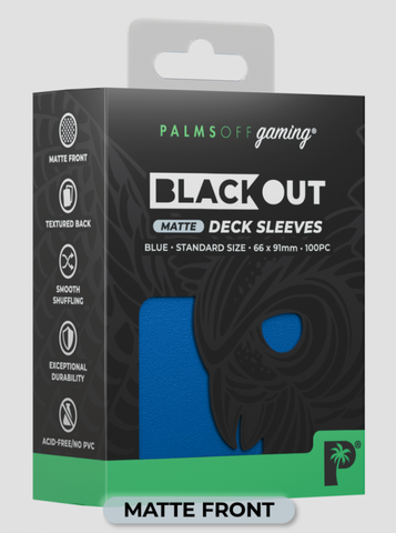 Palms Off Gaming - BLACKout Deck Sleeves - Standard - 100pc - BLUE - Matte