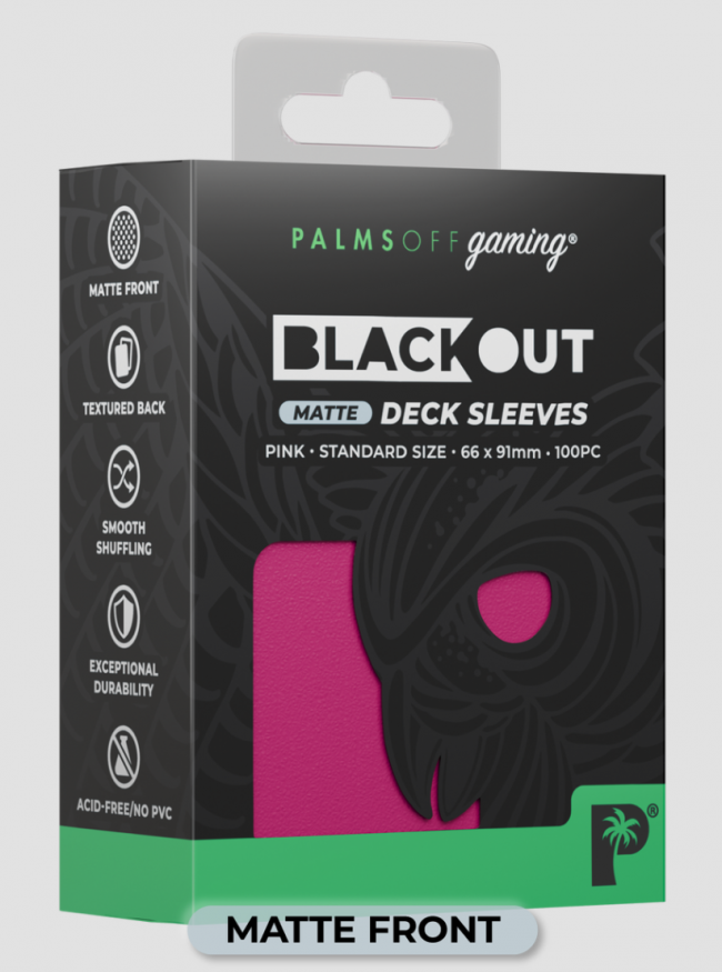 Palms Off Gaming - BLACKout Deck Sleeves - Standard - 100pc - PINK - Matte