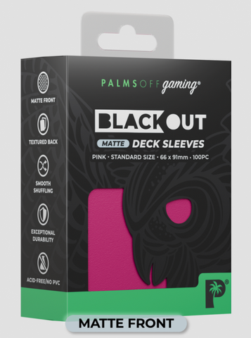 Palms Off Gaming - BLACKout Deck Sleeves - Standard - 100pc - PINK - Matte