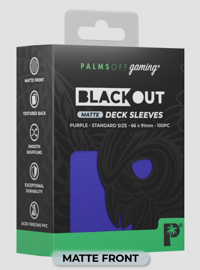 Palms Off Gaming - BLACKout Deck Sleeves - Standard - 100pc - PURPLE - Matte