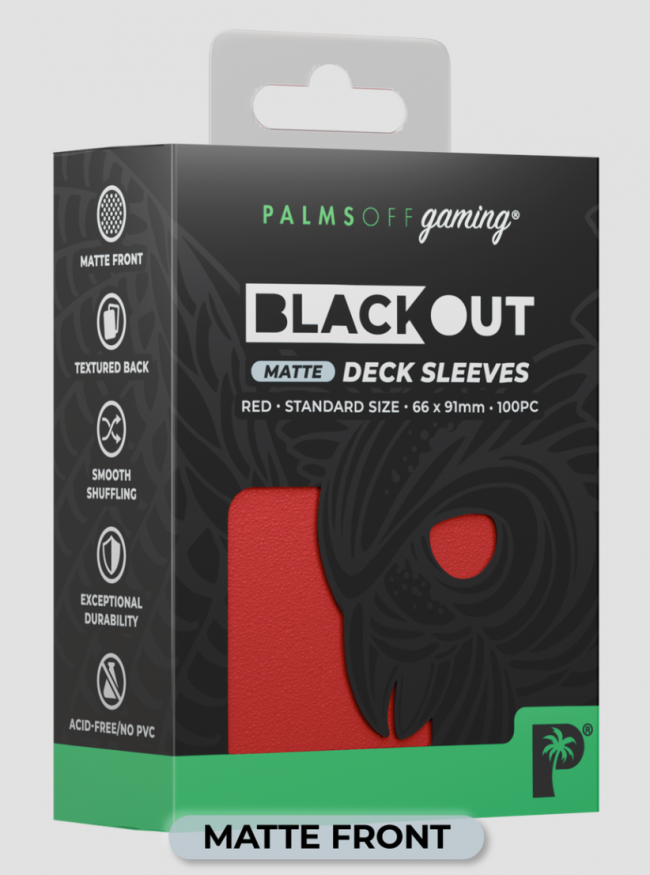 Palms Off Gaming - BLACKout Deck Sleeves - Standard - 100pc - RED - Matte