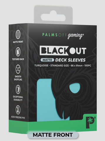 Palms Off Gaming - BLACKout Deck Sleeves - Standard - 100pc - TURQUOISE - Matte