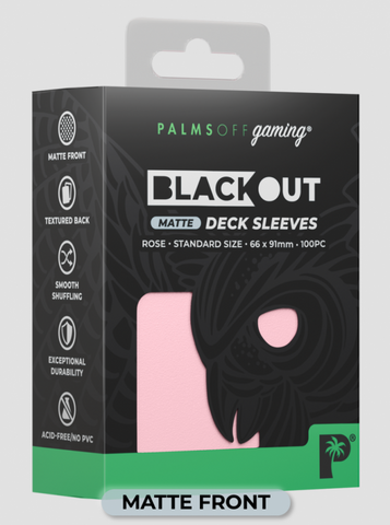 Palms Off Gaming - BLACKout Deck Sleeves - Standard - 100pc - ROSE - Matte