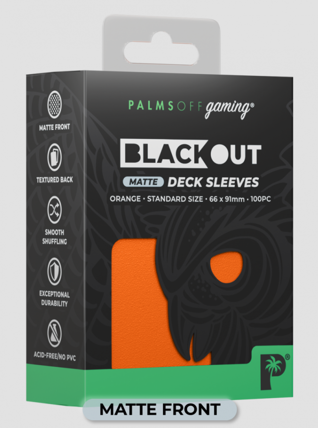 Palms Off Gaming - BLACKout Deck Sleeves - Standard - 100pc - ORANGE - Matte