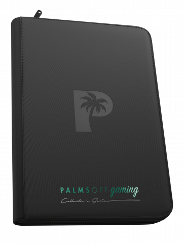 Palms Off Gaming - Collector's Series TOP LOADER Zip Binder CLEAR (216 Capacity) - BLACK