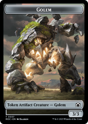 Golem // Clue Double-Sided Token [March of the Machine Commander Tokens]