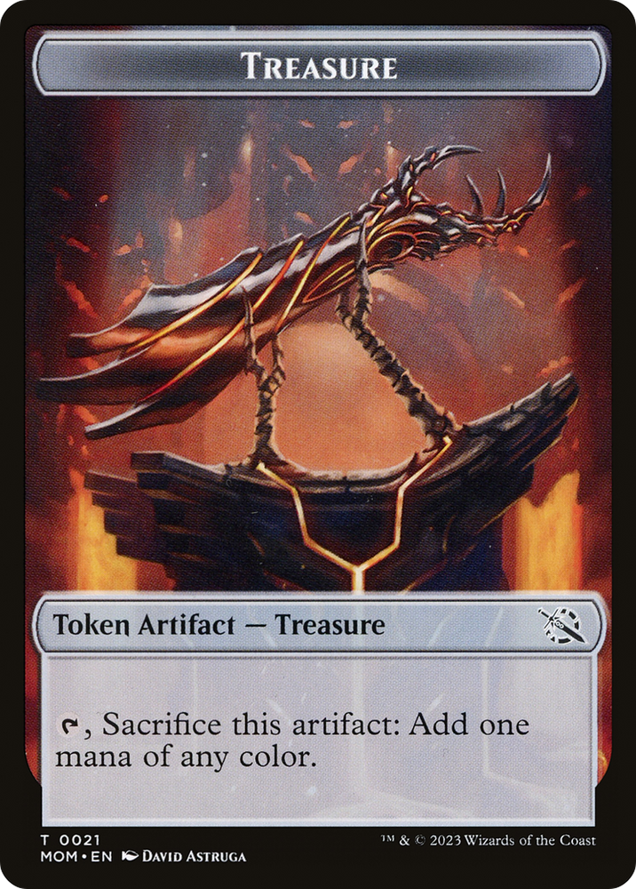 Treasure (21) // Teferi Akosa of Zhalfir Emblem Double-Sided Token [March of the Machine Tokens]