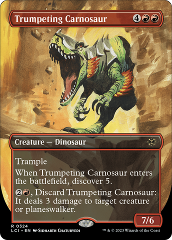 Trumpeting Carnosaur (Borderless) [The Lost Caverns of Ixalan]