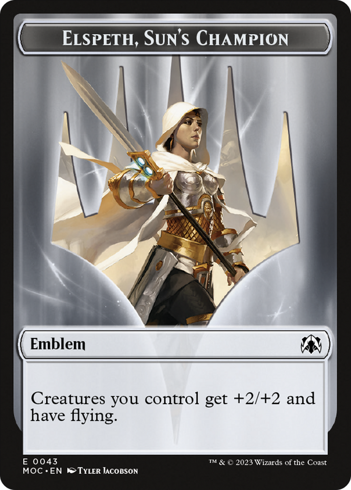 Warrior // Elspeth, Sun's Champion Emblem Double-Sided Token [March of the Machine Commander Tokens]